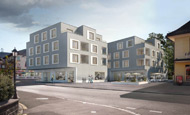 Visualisierung Architektur Studie Aussen Wohnungsbau Duebendorf 2012