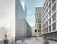 Visualisierung Architektur Wettbewerb Aussen Mischnutzung Green City 2012