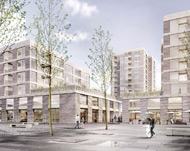 Visualisierung Architektur Wettbewerb Aussen Mischnutzung Aspern Wien 2015